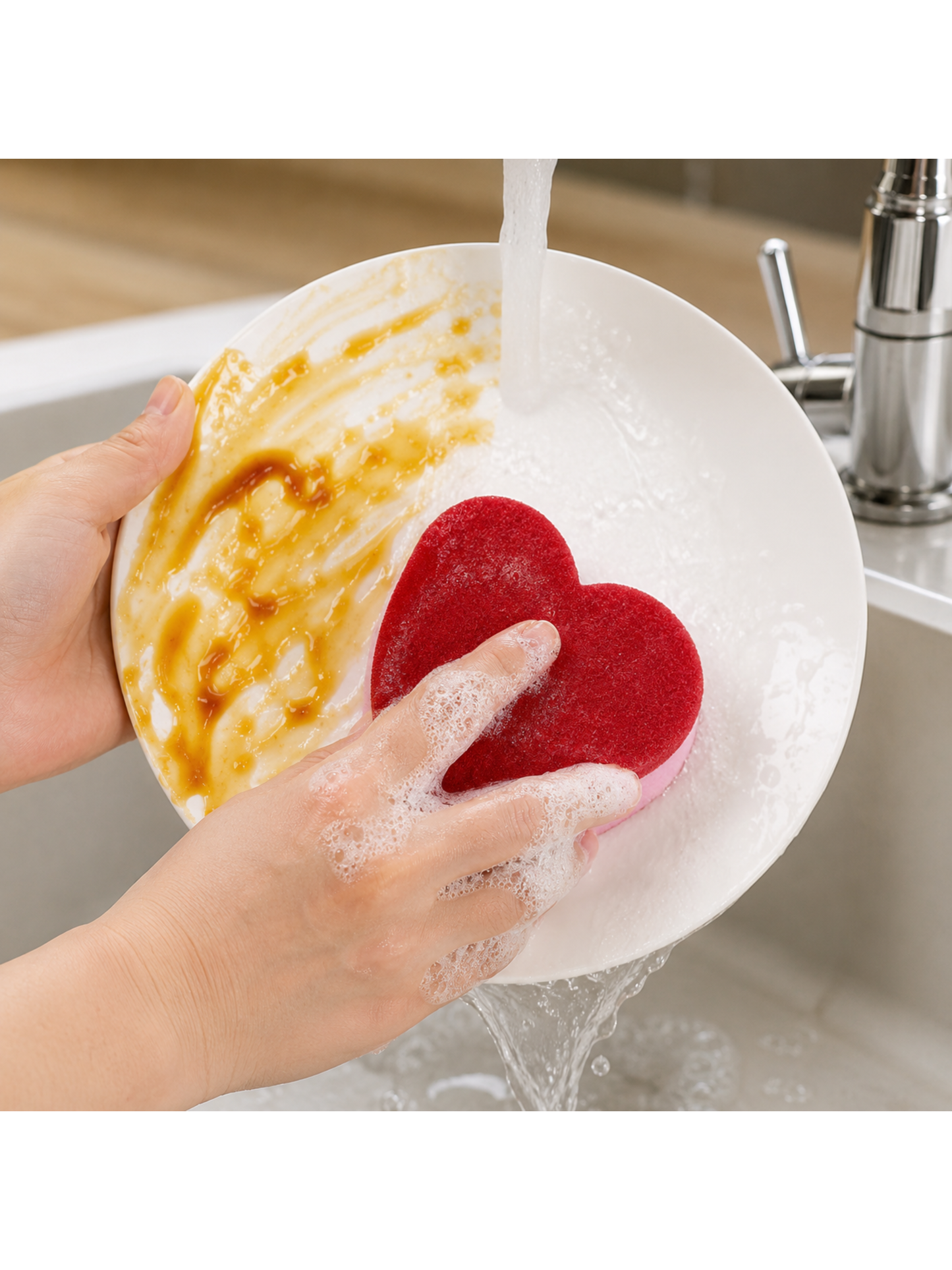Heart-shaped kitchen sponge